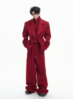 ArguE CulturE游戈*26ss原创廓形真两件西服外套宽松垂坠西裤套装