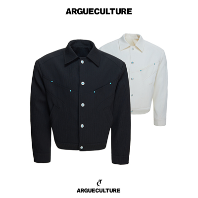 ArguECulturE绿松石铆钉短款正肩夹克立体肌理感挺括雅致外套套装