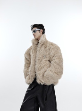 CulturE24s小众毛绒长毛立领加厚皮草外套防貂毛轻奢简约短款上衣