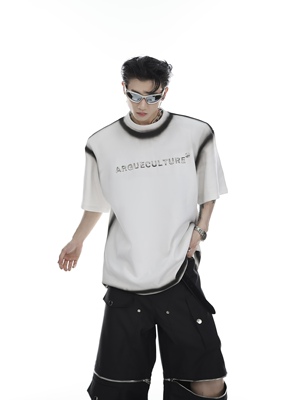 渐变短袖垫肩culture青年