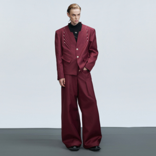 长裤 垂感西裤 男 CulturE羊毛混纺解构立体裁剪V领西服套装 ArguE