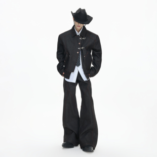 ArguECulturE红边黑脊*重磅日本冈山飞机扣工装黑色原牛夹克外套