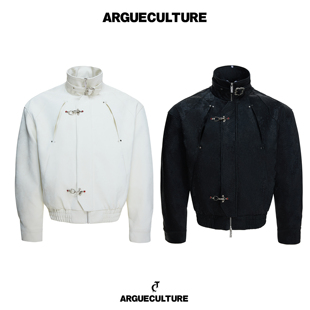 ArguE CulturE 凶棘*蟒蛇纹分割飞机扣皮夹克翻领柔韧垂坠感外套