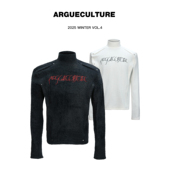 ArguECulturE缠驱造物 长袖 毛绒半高领解构刺绣黑色打底衫 T恤修身