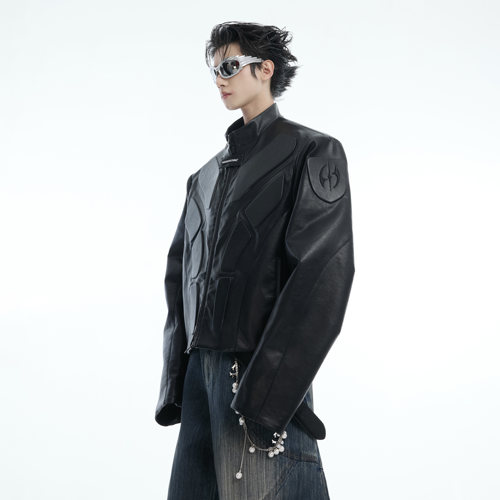 ArguECulturE立体浮雕廓形皮衣