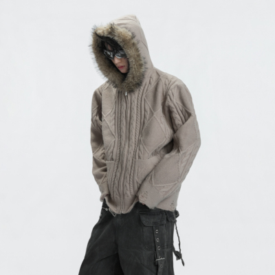 重磅廓形保暖连帽毛衣