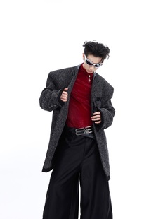 CulturE春季 小众双层解构设计感小香风西服外套无领立体分割西装