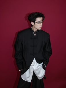 CulturE小众复古新中式 国风上衣 盘扣西服外套立领压褶设计感衬衫