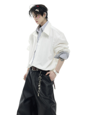 ArguE CulturE海岛热恋 小众条纹撞色衬衫假两件拼接设计感上衣