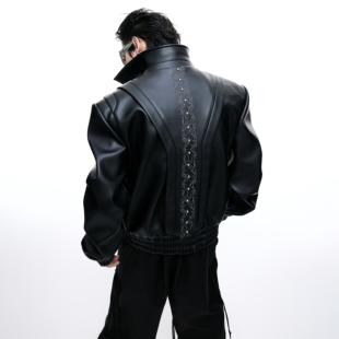 皮衣高级夹克外套男 小众解构藤蔓刺绣短款 ArguE CulturE守望