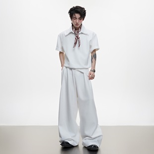 夏季 ArguE 休闲运动套装 短款 CulturE小众假俩件亮面双领设计短袖