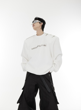 Cultur秋冬小众解构金属飞机扣一字肩设计感圆领卫衣宽松长袖男女