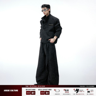 夾克套裝 CulturE珍珠紐扣小香風紋理感外套綁帶設計闊腿褲 ArguE