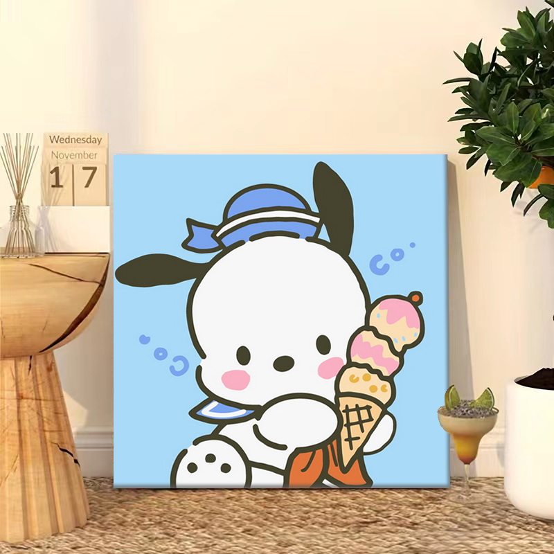 帕恰狗数字油画diy儿童卡通动漫迷你可爱手绘填色填充颜料油彩画