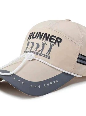 遮阳鸭舌帽潮帽子男女士老人钓鱼帽防风棒球帽带绳子登山防晒帽