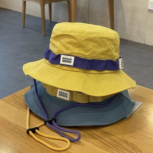 春夏遮阳防晒盆帽女撞色户外徒步轻薄防水防紫外线渔夫帽男钓鱼帽