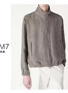NEM7 意式纯亚麻系列老钱风立领拉链春秋轻薄防风商务休闲外套