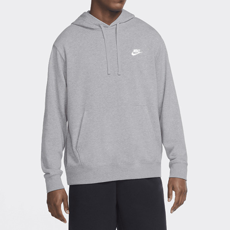 Nike耐克男女款百搭简约灰色徽标套头连帽卫衣保暖舒适CZ7857-063