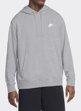 Nike耐克男女款百搭简约灰色徽标套头连帽卫衣保暖舒适CZ7857-063