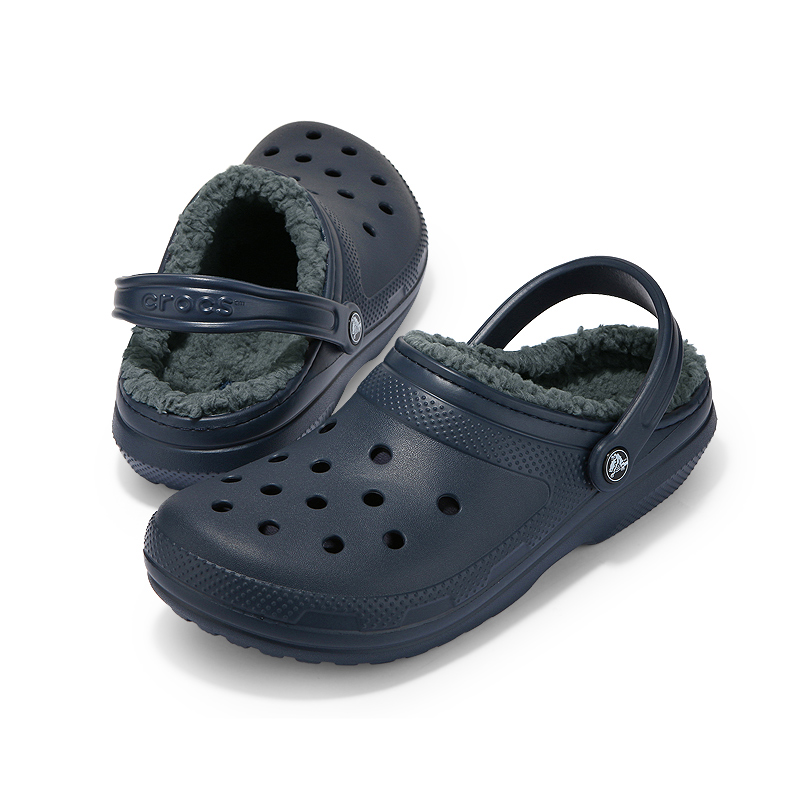 Crocs卡骆驰加绒毛毛平底凉拖鞋