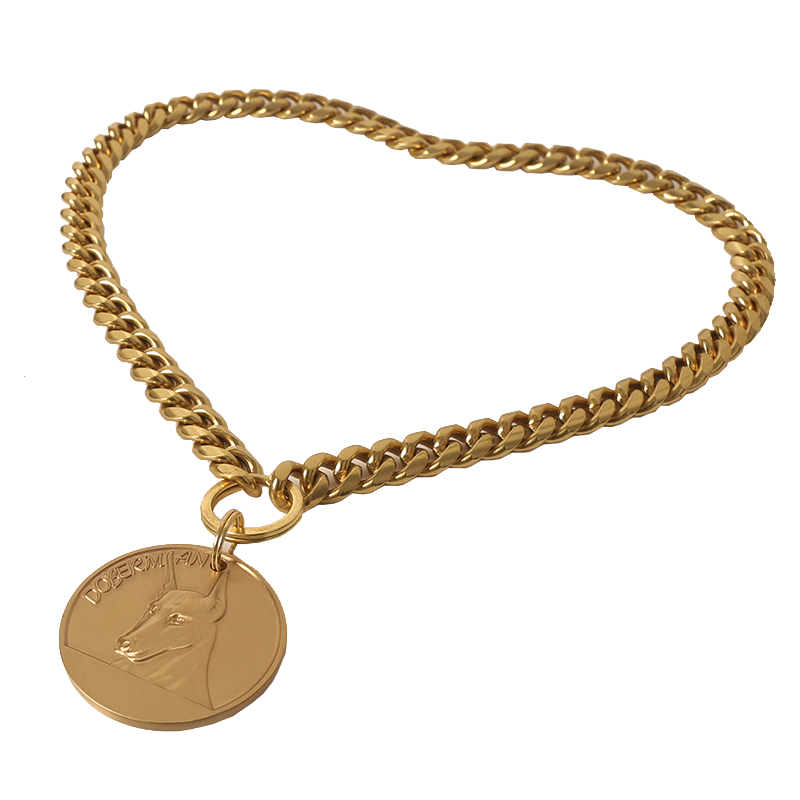 黄铜金色狗链子宠物狗牌身份牌定制套装法斗恶霸小中大型犬铭牌