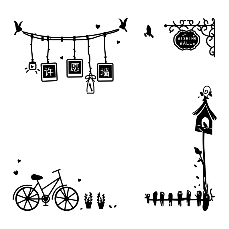 咖啡馆奶茶店铺留言许愿墙贴画餐厅公司学校教室墙面装饰便笺贴纸