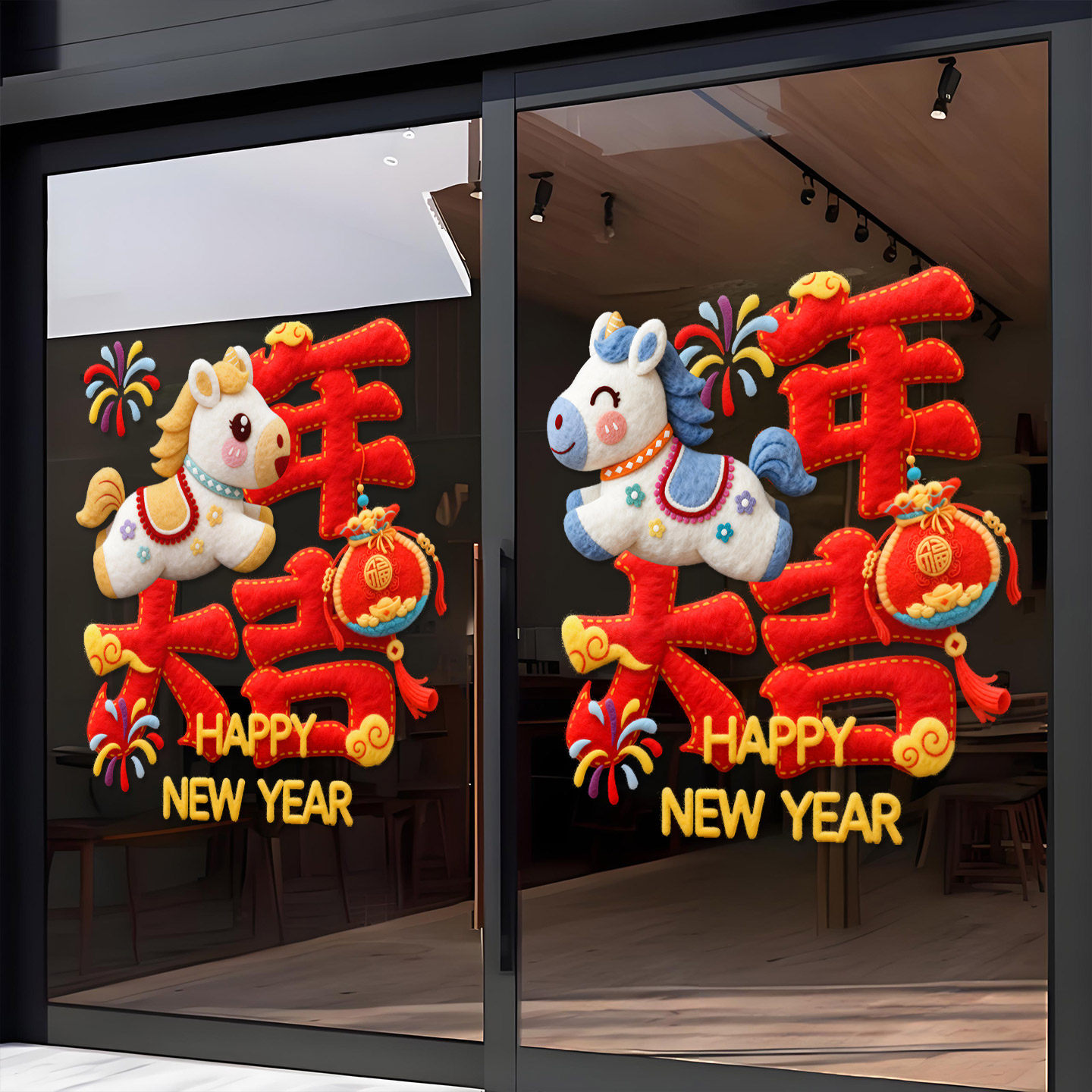 2026马年春节窗花玻璃门贴纸橱窗贴新款服装店餐饮新年氛围布置贴,家居饰品,门贴,淘宝优惠券,粉丝福利购,淘宝优惠卷