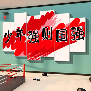 少年强则国跆拳道馆内墙面装饰文化搏击散打机构武术标语文化墙贴