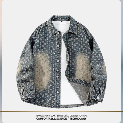 常规浅蓝色长袖复古青年牛仔