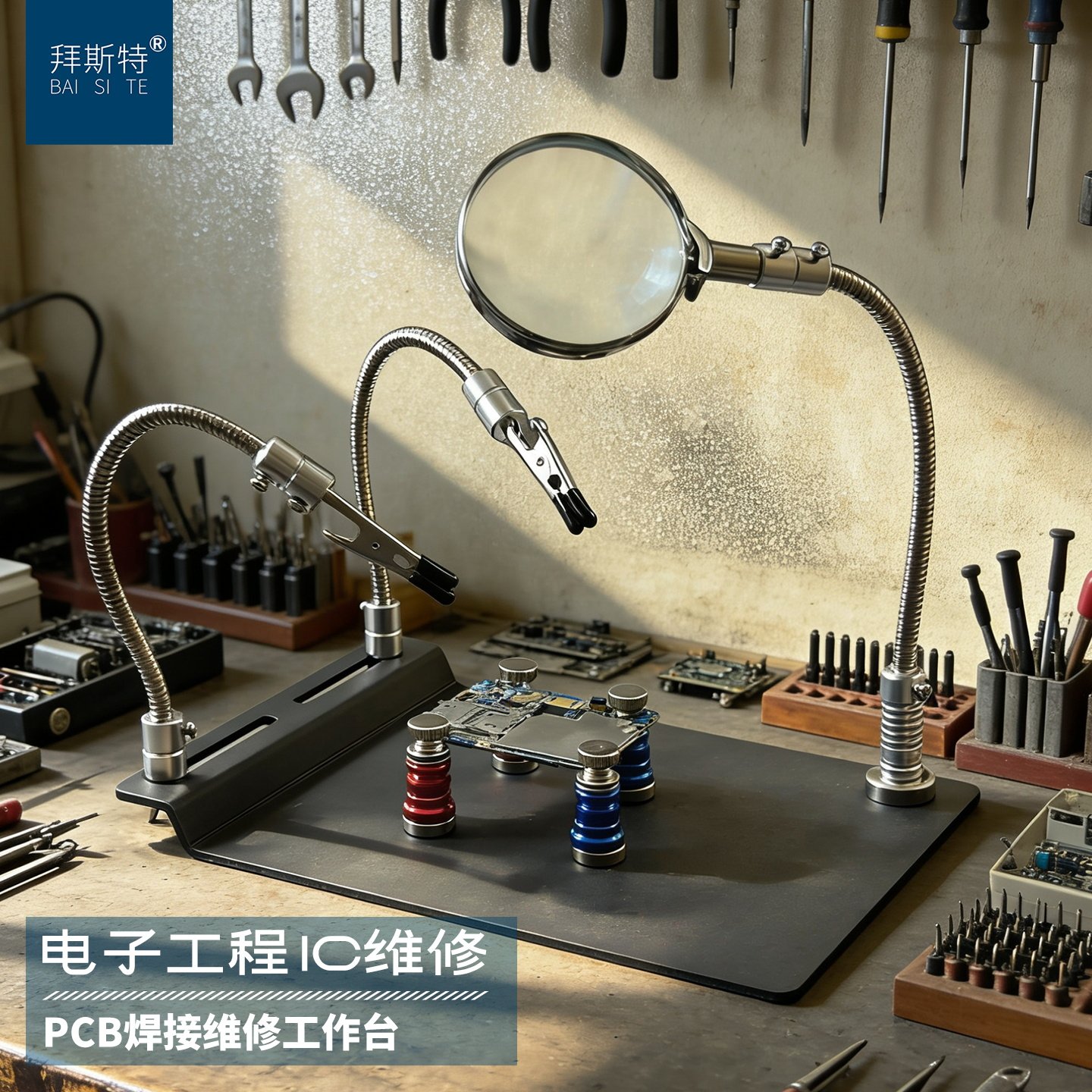 台式放大镜10倍维修钟表机械电子电路手机高清焊接工作台便携式