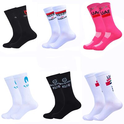 White KKING Cycling Socks Non Slip UAE Team Soccer Socks Cus