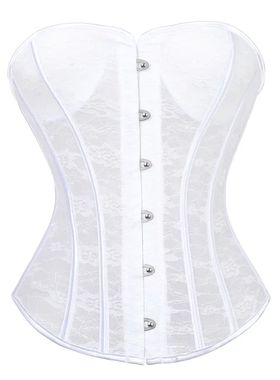 Gothic Lace up Overbust Corset Top Black White Hollow Out Me