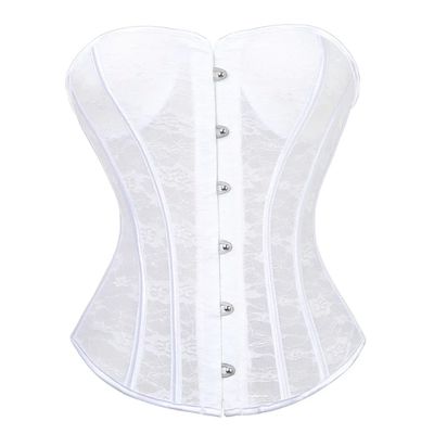 Gothic Lace up Overbust Corset Top Black White Hollow Out Me