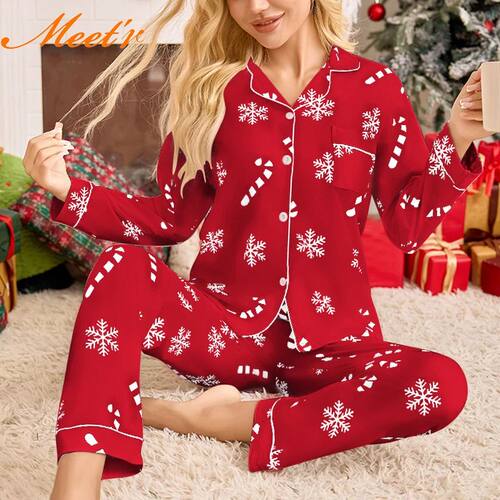 Meet'r New Year Christmas Long Sleeved Long Pants Home Cloth
