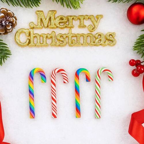 10/30/50Pcs Candy Cane Christmas Decoration Red White Resin