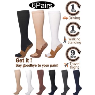 Sports Compression Women Copper Sol Men Ion for 6Pairs Socks