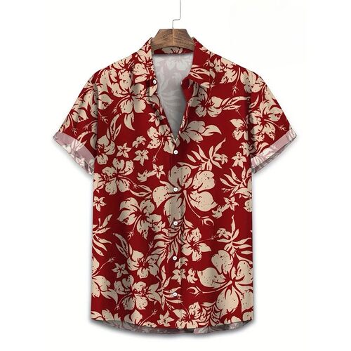 Floral Shirts Men's Hawaii Holiday Party Blouse 2025 Lapel B