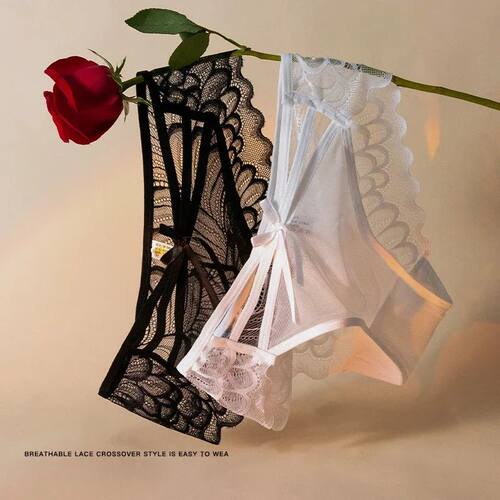 Women's Panties Thin Lace Hollow Mesh Low Waisted Seamless T
