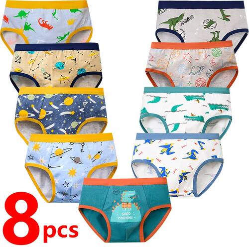 1/4/8 Pcs Boys Boxer Briefs Sets for Children Kids Cotton Un