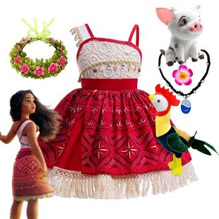 Newest Movie Disney Princess Moana 2 Dress Girls Cosplay Vai