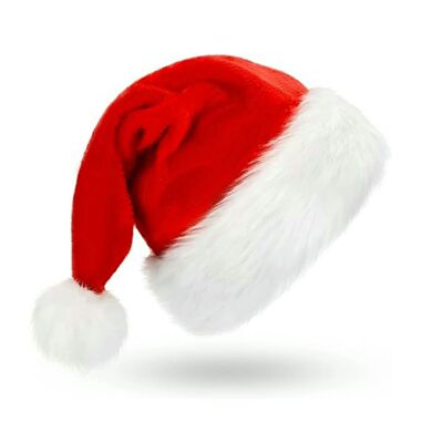 Fluffy Red Santa Hats Set with Plush Brim and Liner for Adul
