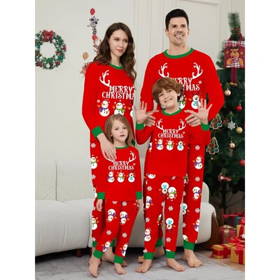 2025 New Year's Clothes Snowman Print Family Christmas Pajam