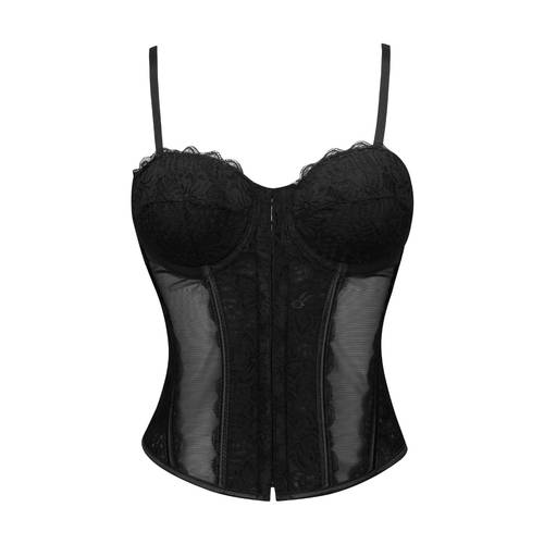 Sexy Lace Top Mesh See-through Fishbone Waist Sling Shaper