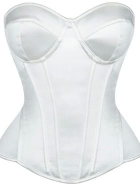 White Corset Top Women Victorian Lace Up Overbust Bustiers S