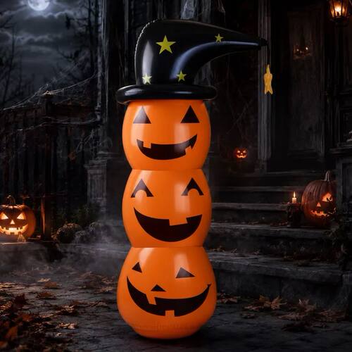 Halloween Inflatable Stacked Pumpk,Blow up 3 Pumpk Inflatabl