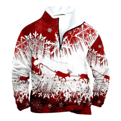 Christmas Men's Sweater with Classic Print Fashionable Stand