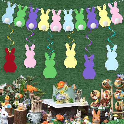 Easter Raw Patrick Theme Felt Bunny Multicolor Fur Ball Pull