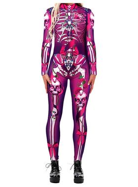 Girls Sexy Printed Skeleton Costume Cartoon Skeleton Jumpsui