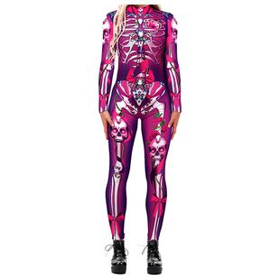 Girls Sexy Printed Skeleton Costume Cartoon Skeleton Jumpsui