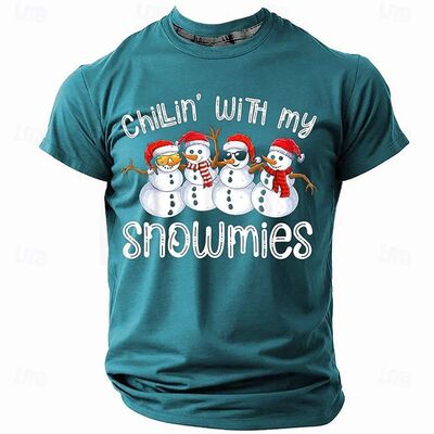 Cartoon Christmas Pattern T-Shirt For Men Funny Santa Claus